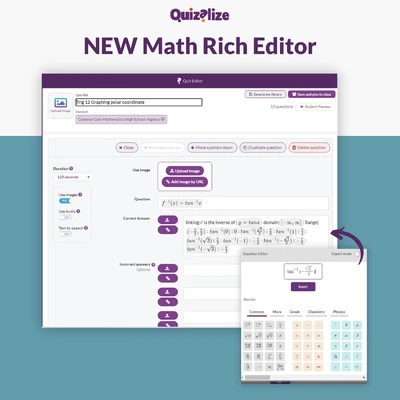 Featured image for NEW Math Rich Editor (Math Teachers) - You asked; we listened! Our new Math Rich Editor allows the thousands of math teachers using Quizalize to create technical math quizzes...