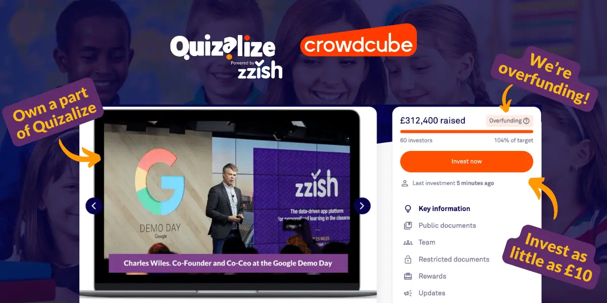 Featured image for The £10 Secret: How teachers are owning shares in Quizalize! - Zzish, the force behind Quizalize are crowdfunding. You can become a shareholder today and here’s everything you need to know!! No investing experience required!