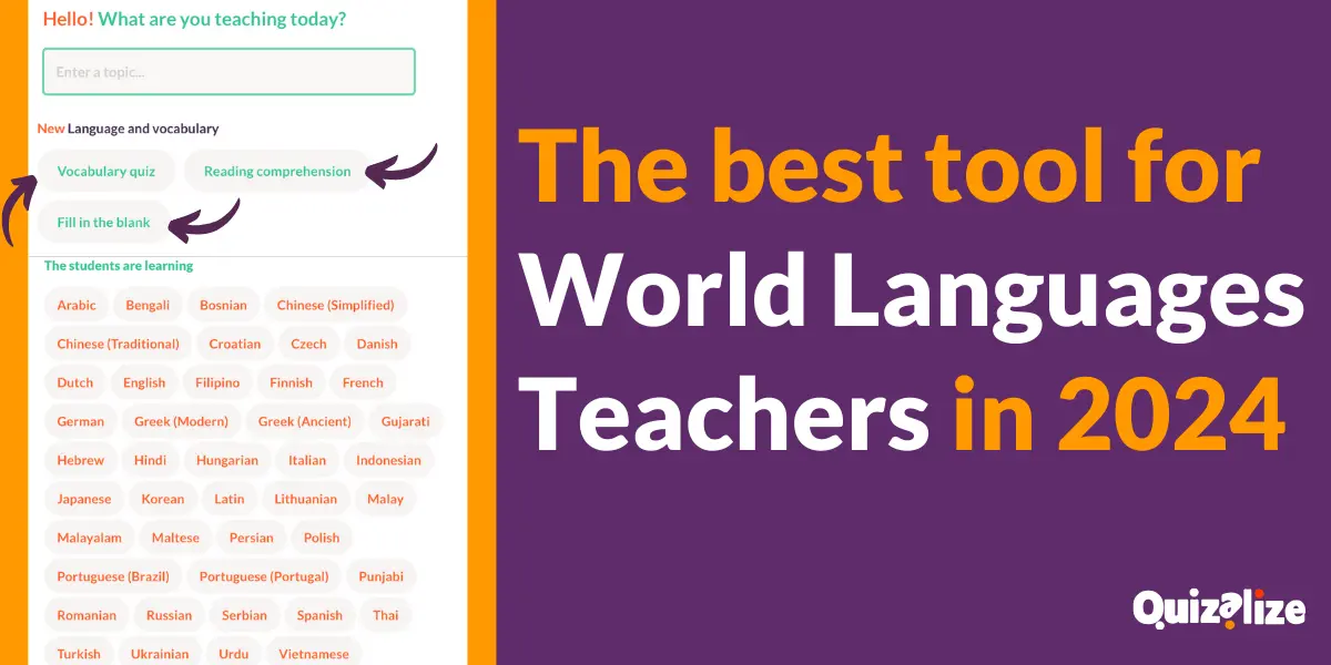 Featured image for AI-powered quizzes for instant language learning! - The best free tool for language teachers. Vocab quizzes, reading comprehension and more! Groundbreaking updates applied to any language.