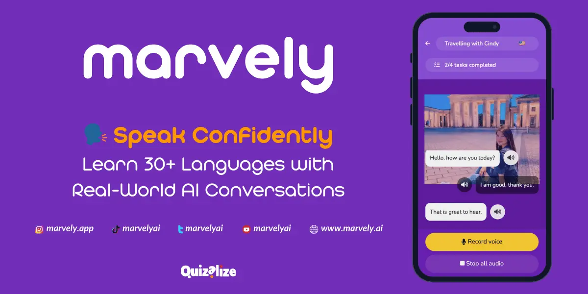 Featured image for Best language learning app to master over 30 languages! Marvely AI – Try for Free - Master a new language by talking to AI versions of your favorite teachers. Marvely.ai, uses the most advanced AI technologies...
